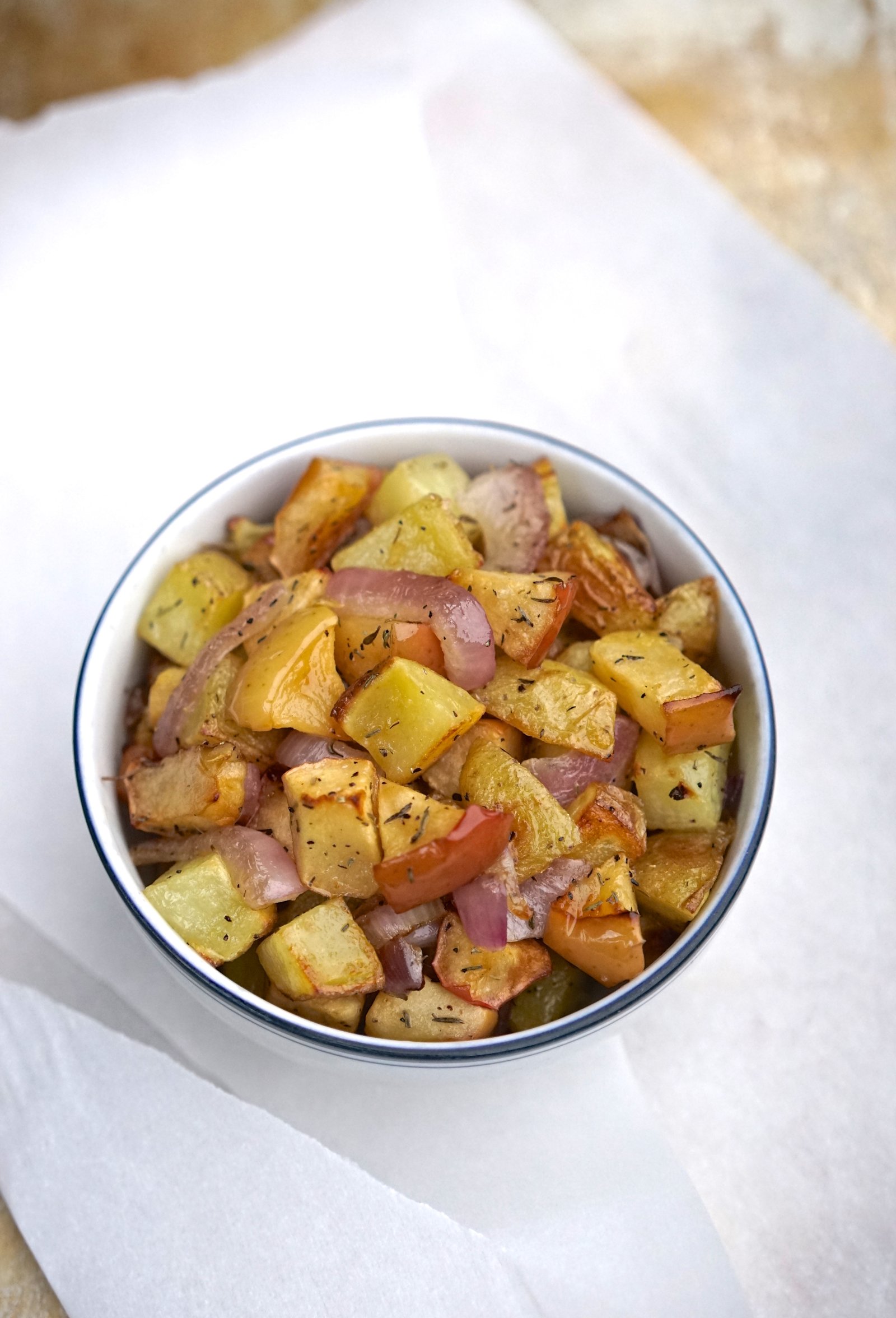 Roasted Potatoes & Apple with Caramelized Onion & Thyme Living
